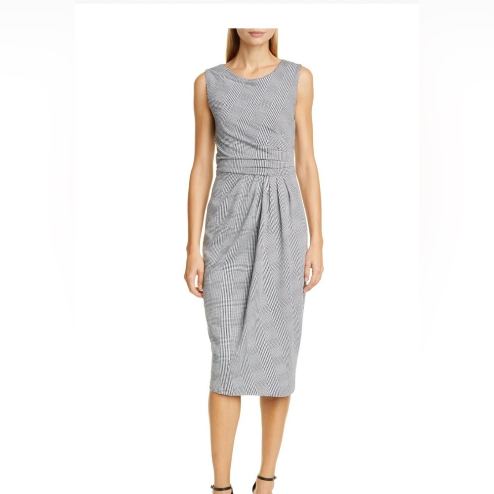 MaxMara Black and White One Shoulder Sheath Dress